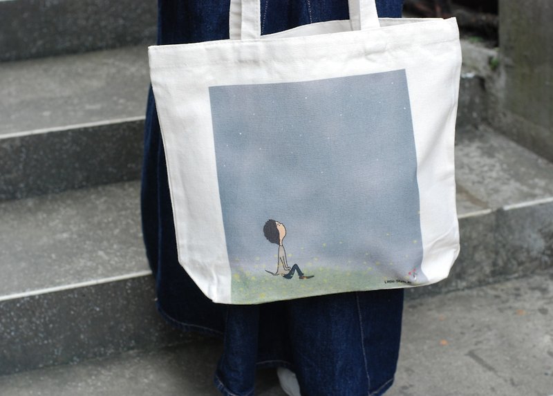 Cotton Canvas Bag - Expect - กระเป๋าถือ - ผ้าฝ้าย/ผ้าลินิน ขาว