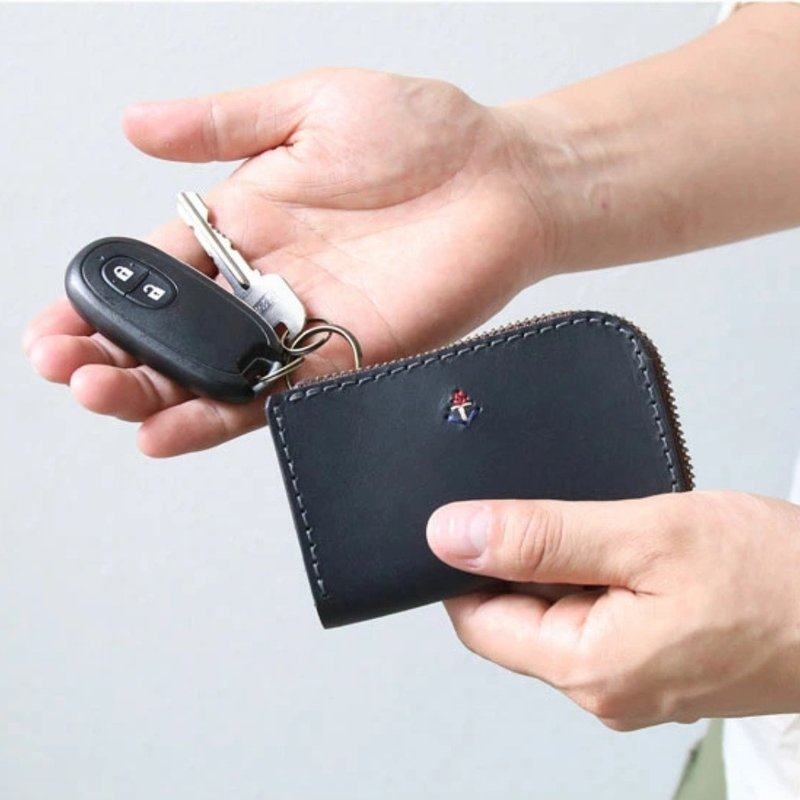 Carda / スマートキー対応ファスナーキーケース / カード収納可【革６色選択 / 無料カスタム : 名入れ / 刺繍 / 糸色】 / 日本製 ac-54 - 鑰匙圈/鑰匙包 - 真皮 橘色