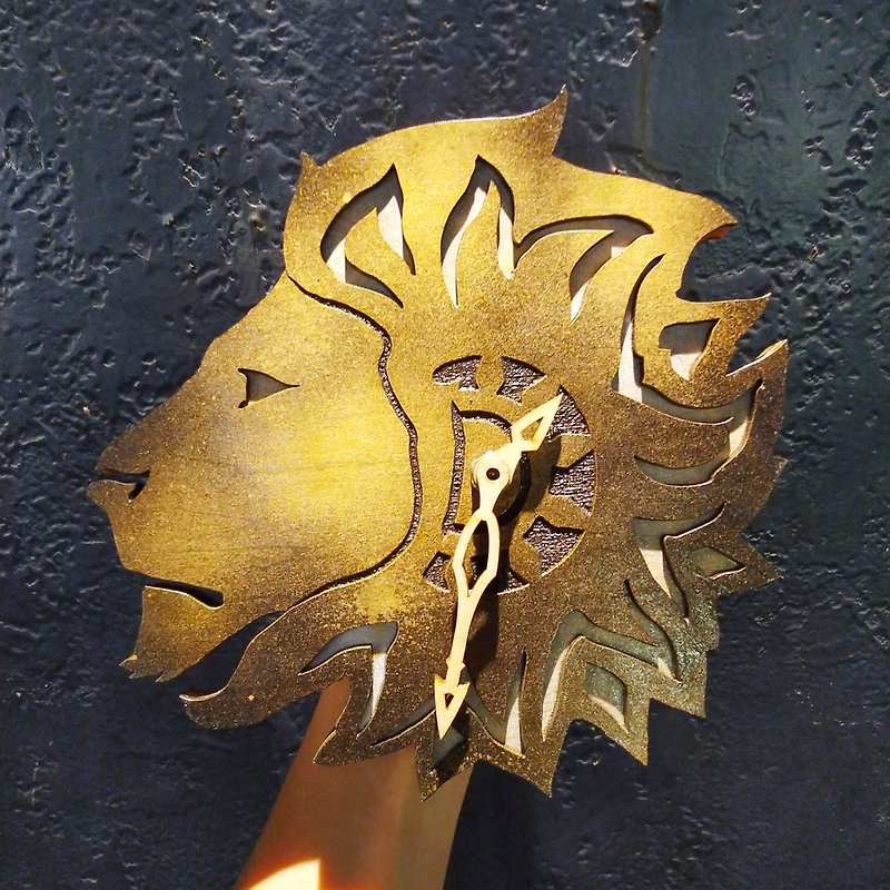 獅子掛鐘 -  霸氣典雅掛飾時計 - 時鐘/鬧鐘 - 木頭 