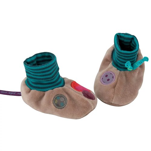 Moulin Roty 法國 Moulin Roty 喬麗絲粉灰綠男寶寶專用保暖鞋套禮盒 0-6個月
