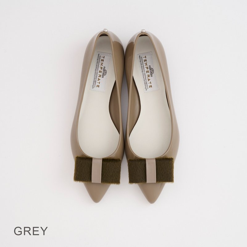 LAURA(GREY) PVC POINTED TOE FLATS pointed toe pumps - รองเท้ากันฝน - วัสดุกันนำ้ สีเทา