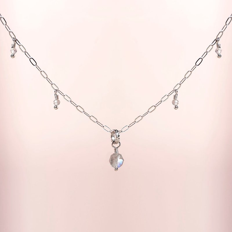 Star Diamond Labradorite 925 Silver Necklace - Necklaces - Crystal Gray