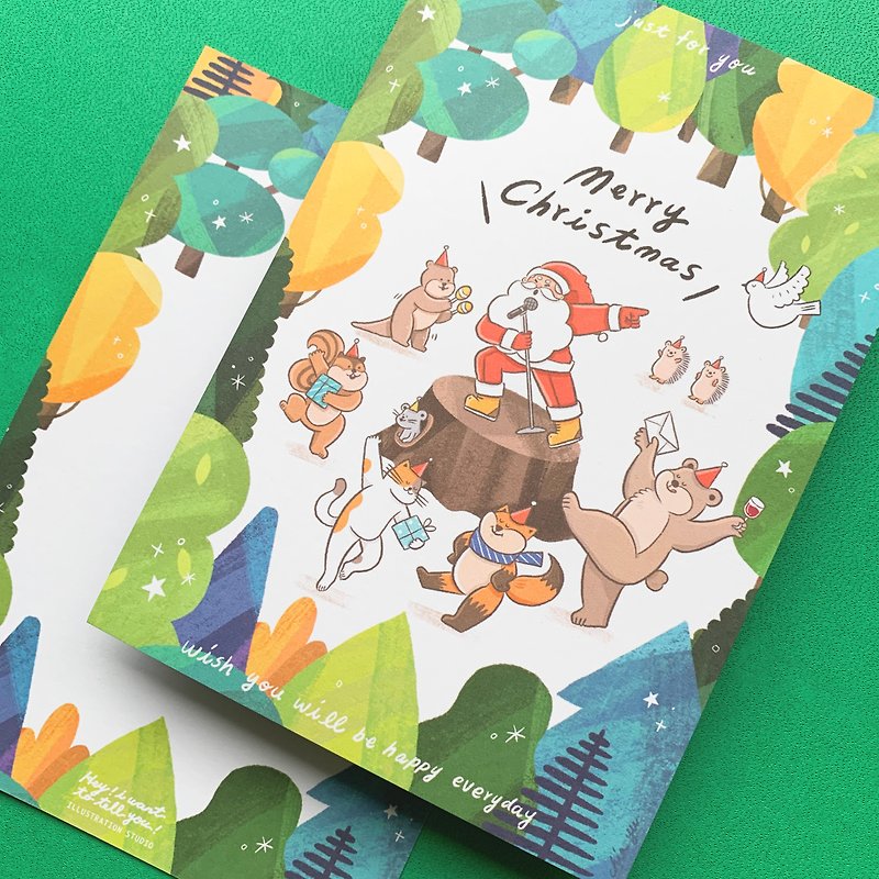 (41) Christmas Forest Concert/ Postcard - Cards & Postcards - Paper Multicolor