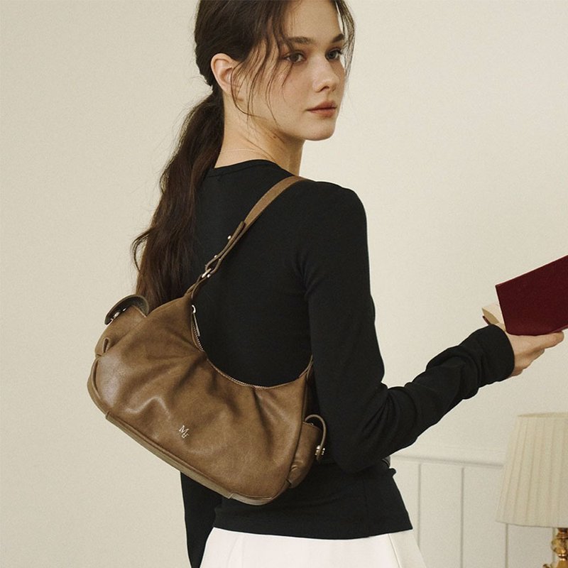韓國製 MUR Windy bag Vegan Leather Bag 包包 (Ash Brown) - 側背包/斜背包 - 環保材質 