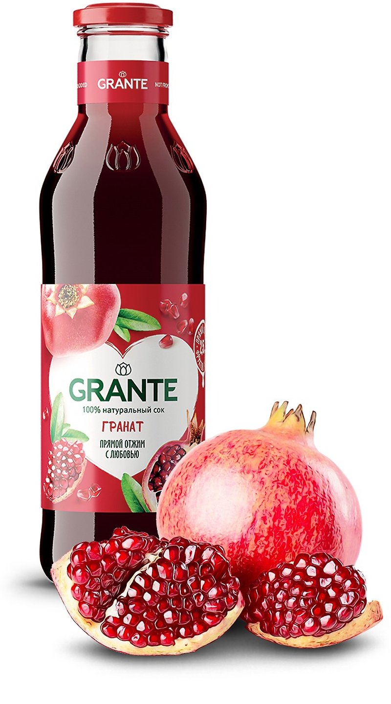 100% NATURAL POMEGRANATE DIRECTLY EXPRESSED JUICE - Health Foods - Glass Red