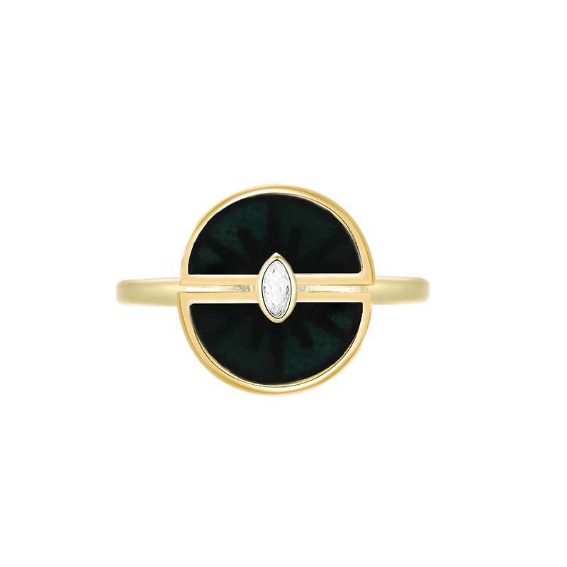 Natural Ink Jade Future Diamond Ring - General Rings - Jade Gold