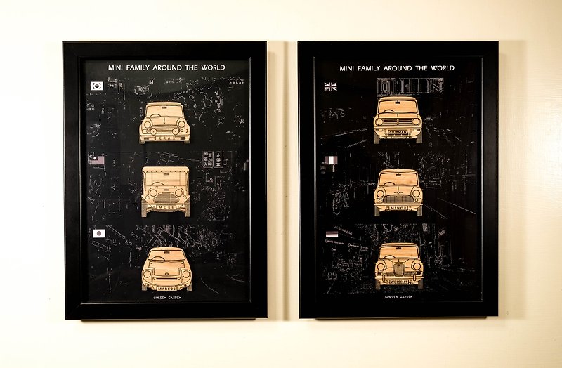 "MINI Family Traveling Around the World Decorative Frame" - กรอบรูป - ไม้ สีดำ