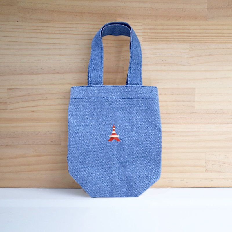 【Q-cute】Beverage bag series-Tokyo Tower-can add characters - Beverage Holders & Bags - Cotton & Hemp Red
