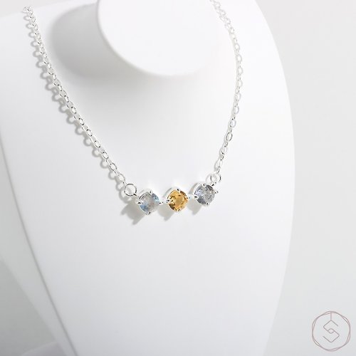 SPANCONNY 飾品控 繆思MUSE | 拉長石 黃水晶 S925純銀 | 雙色三鑽項鍊