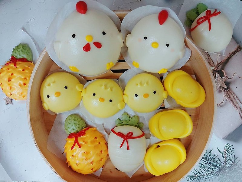 Cheerful Happiness hand-created lead the way chicken combination into the house to start the chicken to start the wedding-shaped steamed buns - ขนมปัง - อาหารสด 