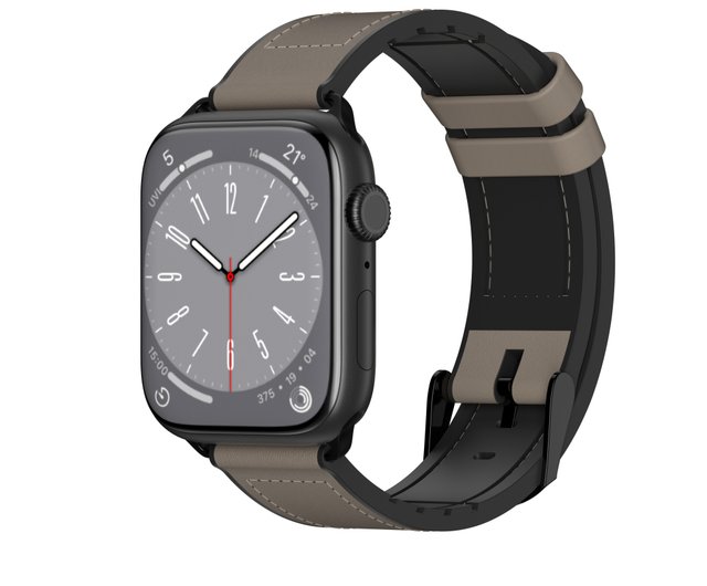 Apple Watch Hybrid 矽膠真皮革錶帶Ultra/9/8/7/6/5/4/3全尺寸- 設計館