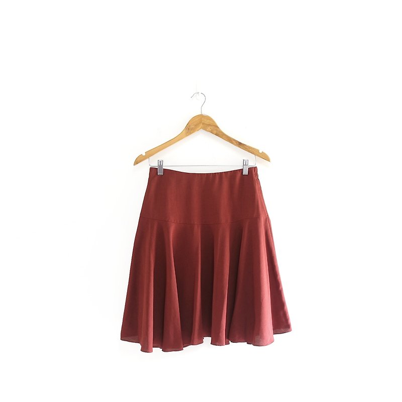 │Slowly│Retro Brick Red-Ancient Skirt│vintage.Retro.Literature - Skirts - Polyester Red