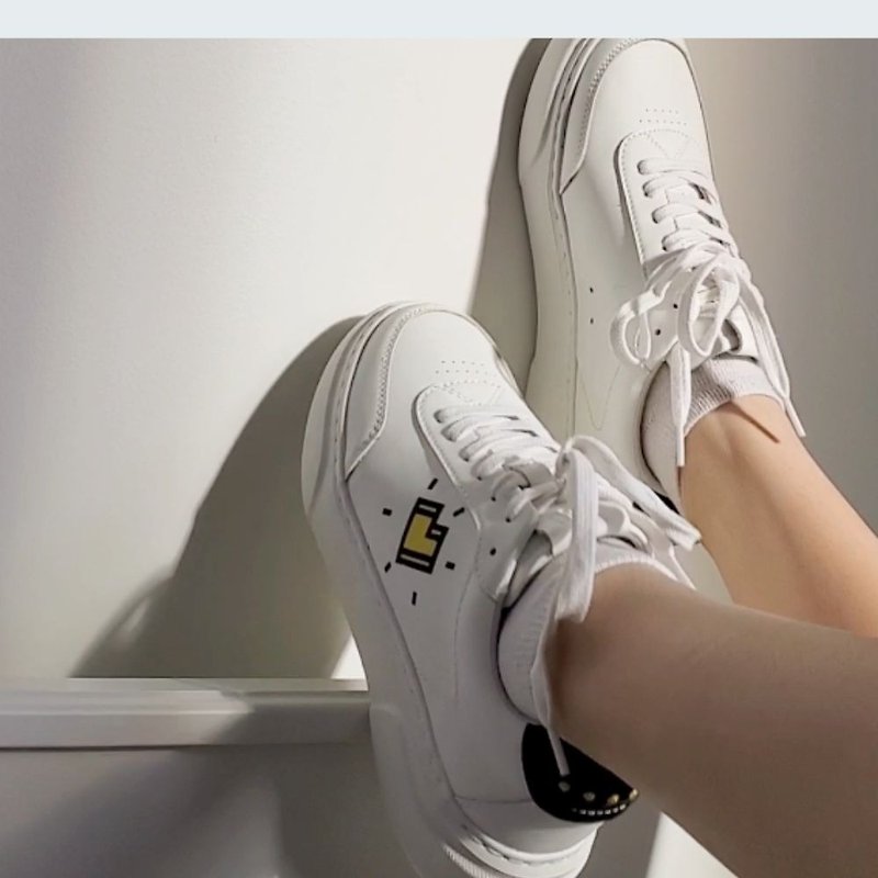 KIBO X THE FRENCH GIRL - RECYCLED LEATHER SNEAKERS - รองเท้าลำลองผู้หญิง - วัสดุอีโค ขาว