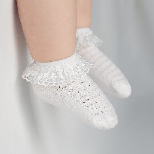日安朵朵 Happy Prince 韓國製 Helio蕾絲花邊輕薄透氣嬰兒童船型襪