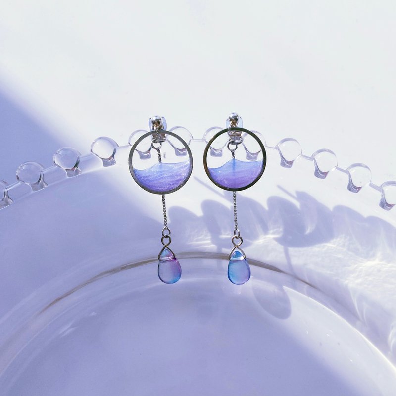 Mermaid Series | Mermaid's Wish 925 Silver Changeable Clip-On - Earrings & Clip-ons - Resin Purple