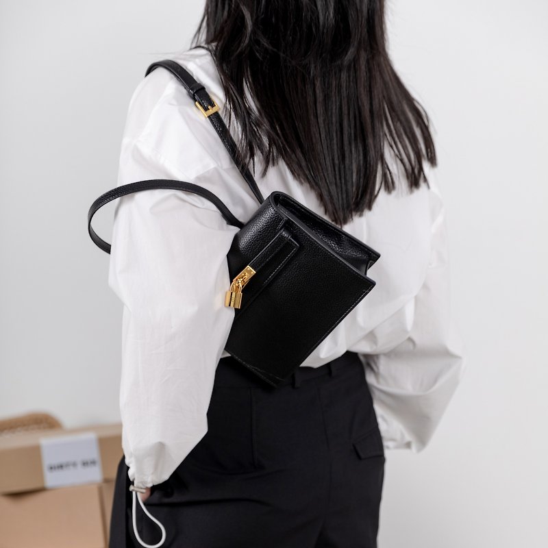 Black Shoulder Strap Dual-Purpose Elegant Classic Little Kelly Bag One Shoulder Kelly Messenger Bag - Messenger Bags & Sling Bags - Faux Leather Black