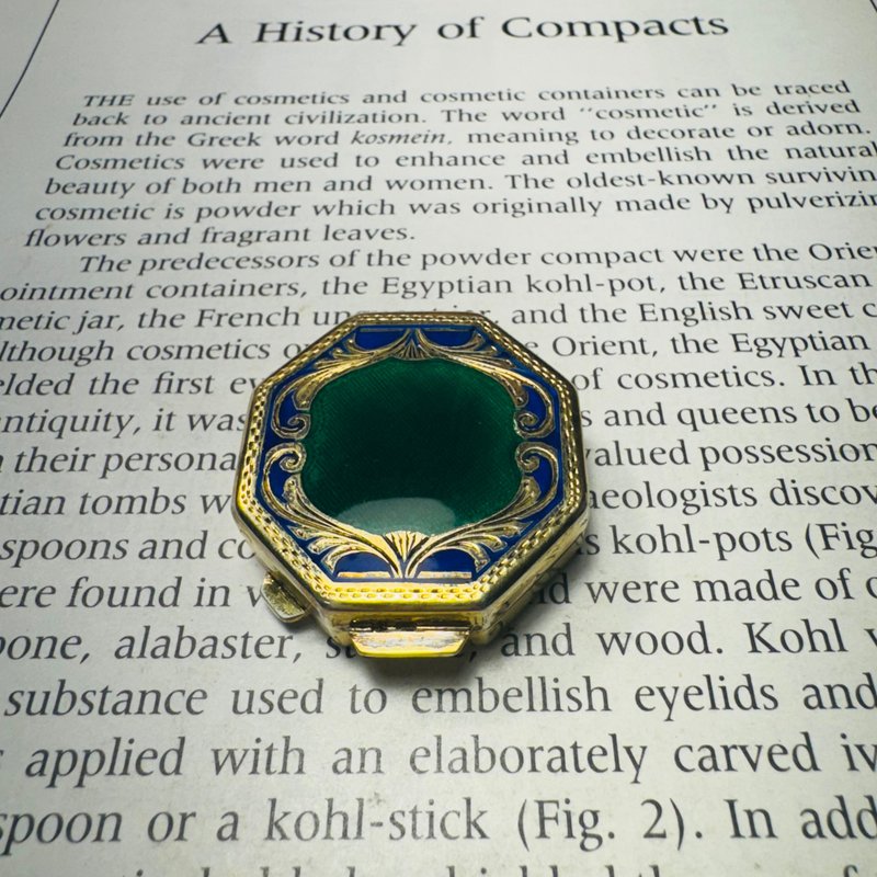 義大利 厚銀 手工雕刻填琺瑯鍍金六角銀盒 - 其他 - 其他金屬 