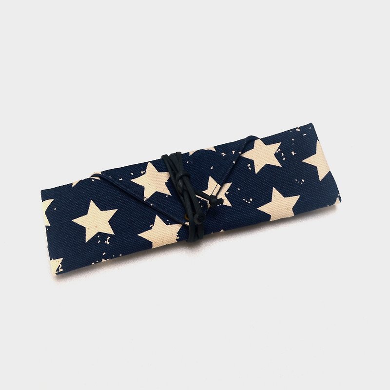星星餐具包/筆收納袋 餐具套 手作 簡單 帆布 收納 環保 方便 - 筷子/筷子架 - 棉．麻 藍色