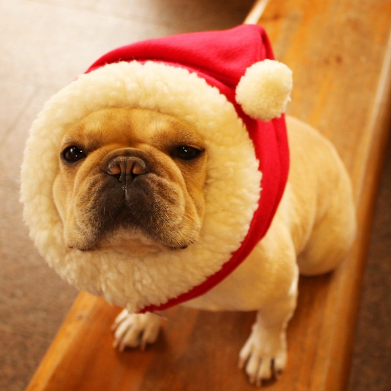 Santa dog Zura - ชุดสัตว์เลี้ยง - ผ้าฝ้าย/ผ้าลินิน สีแดง