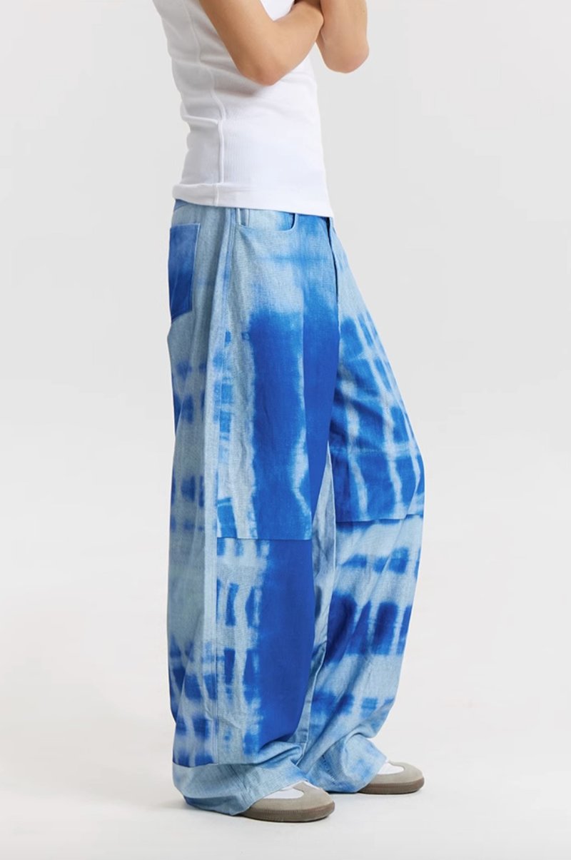 Indigo Scan Denim 藍染掃描修廓形牛仔 無性別穿搭 - 中性長褲/短褲 - 棉．麻 藍色