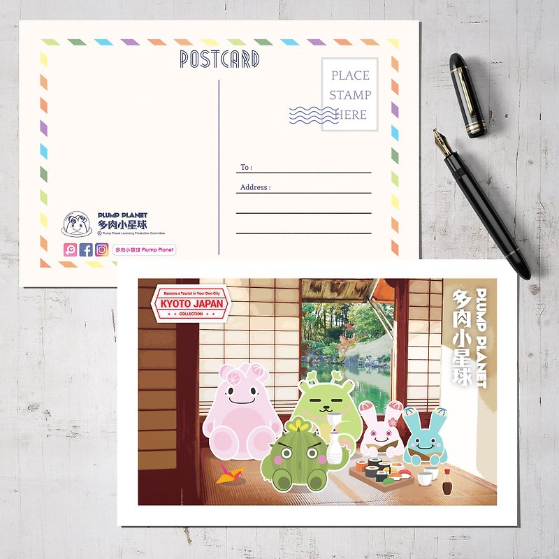 【Plump Planet Friends】Postcard | Hong Kong Old Building - Cards & Postcards - Paper Pink
