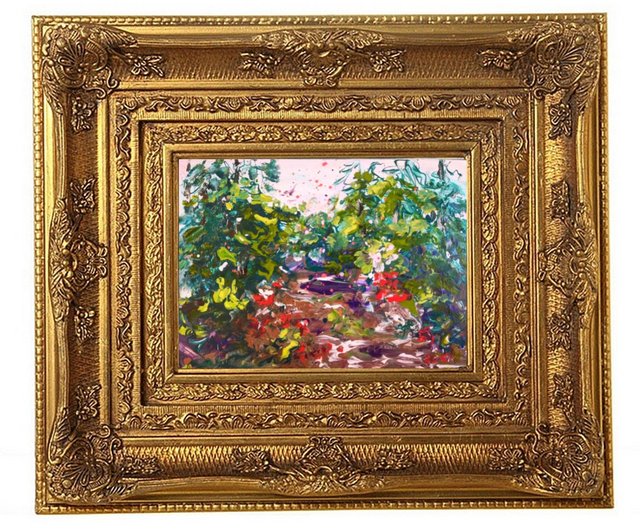 ナザールボンジュウ　油絵　絵画　F0 油彩画　　アートART Art art 油絵 油彩 油彩画 絵 絵画【新緑の川】
