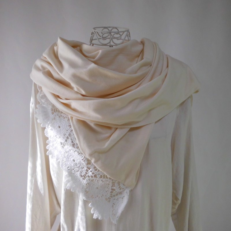 Re-listed, soft organic cotton, double-layered, large-format stole - Knit Scarves & Wraps - Cotton & Hemp White