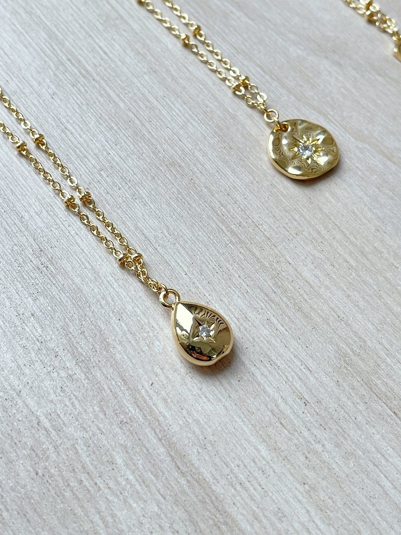 CLARETS | Water drop vintage necklace can be worn stacked - Necklaces - Precious Metals Gold