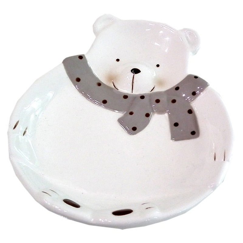 [BEAR BOY] Fat bear ceramic plate-S - Small Plates & Saucers - Other Materials 