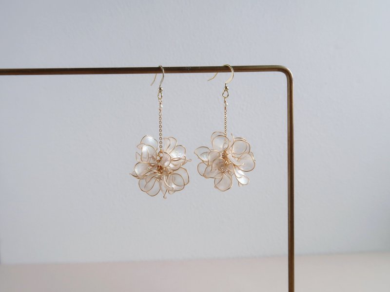 心花開 花球耳環-手作水晶花 樹脂飾品 禮物 閨蜜飾品 - 耳環/耳夾/耳骨夾 - 樹脂 透明