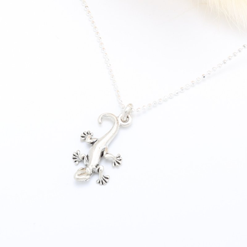 Gecko Geek s925 sterling silver necklace Birthday Valentine's day gift - Necklaces - Sterling Silver Silver