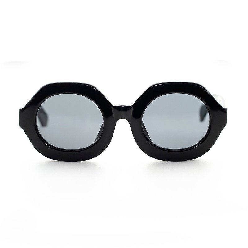 Hexagonal Classic Acetate Sunglasses∣UV400 Sunglasses-Black Glossy - Sunglasses - Other Materials Black