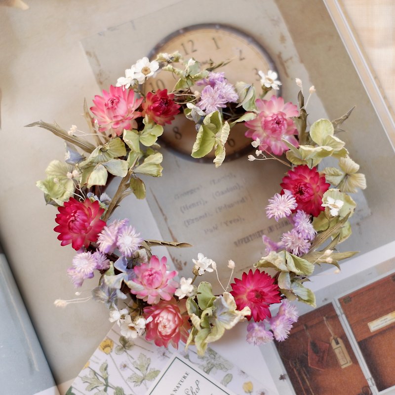 Unfinished | Peach Blossom Small Garden Dry Floral Circle Shooting Props Wall Decoration Gifts Gifts Gifts Layout Office Small Objects Hydrangea Home Spot - Plants - Plants & Flowers 
