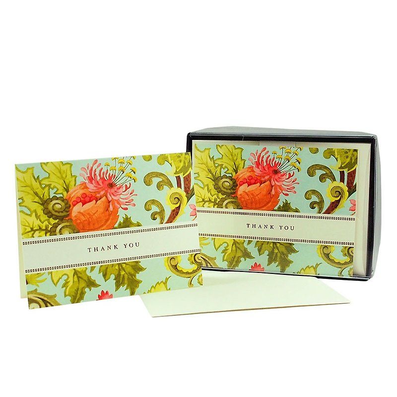 Box Card-Green Vine Spread 10 Into [Hallmark-Card Unlimited Thanks / Multipurpose] - Cards & Postcards - Paper Multicolor