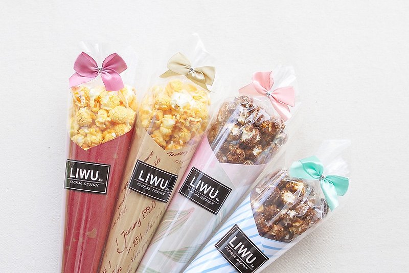 Single popcorn bouquet (cone type packaging) caramel/chocolate 2 flavors available | Thank you gift for congratulations - คุกกี้ - อาหารสด หลากหลายสี