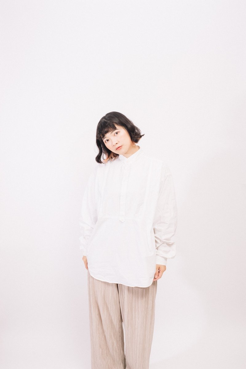 歐洲長版襯衫.European Pullover.古着【初戀販賣所】Vintage. - 女襯衫 - 棉．麻 