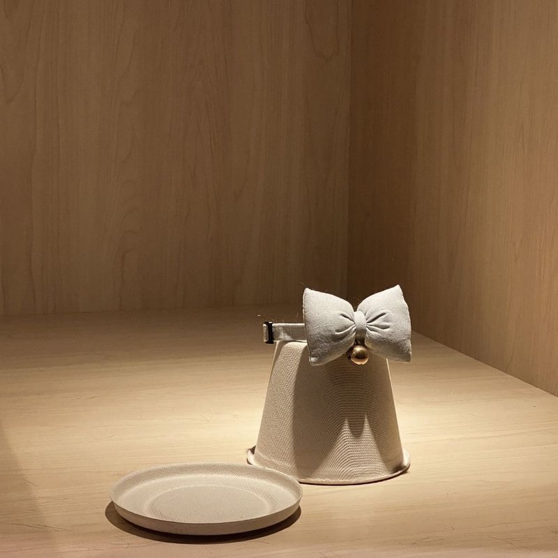 簡約手工定制貓項圈 Space Grey Bow Breakaway Cat Collar - 項圈/牽繩 - 棉．麻 灰色