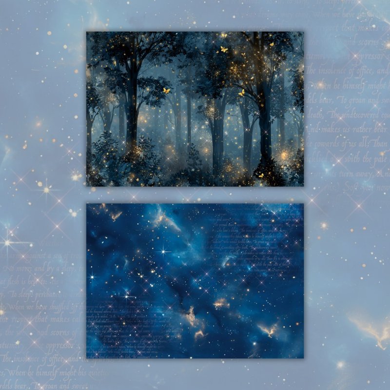 A4. Summer Magic. Blue Forest - 卡片/明信片 - 紙 咖啡色