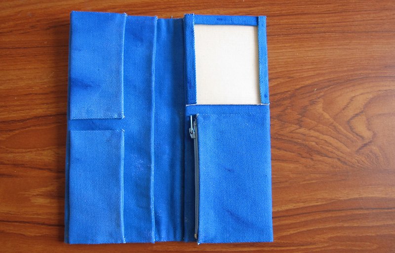 (畢業禮物預售中)  寶石藍手染長夾((可免費電燒客製英文字喔) - 長短皮夾/錢包 - 其他材質 藍色