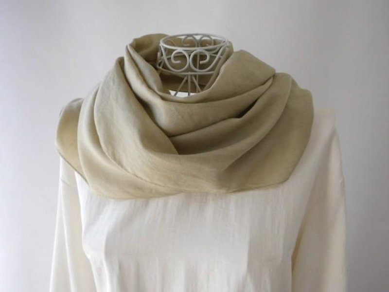 Re-exhibition × 1 · plant dyeing (beige) wool silk · long stall - Scarves - Cotton & Hemp 