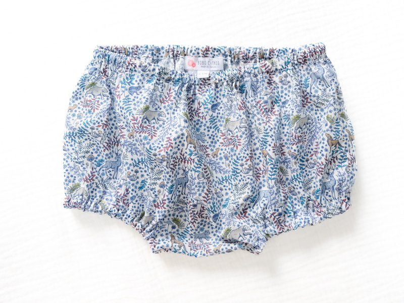 英國LIBERTY FABRICS Milo法式寶寶包屁褲 - 包屁衣/連身衣 - 棉．麻 藍色