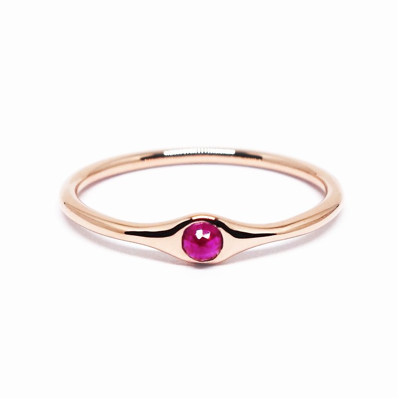 K18 Ruby minimum ring【Pio by Parakee】紅寶石戒指 - General Rings - Gemstone Pink