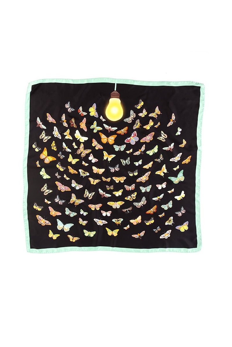 Like a moth to a flame silk scarf - Scarves - Silk Black