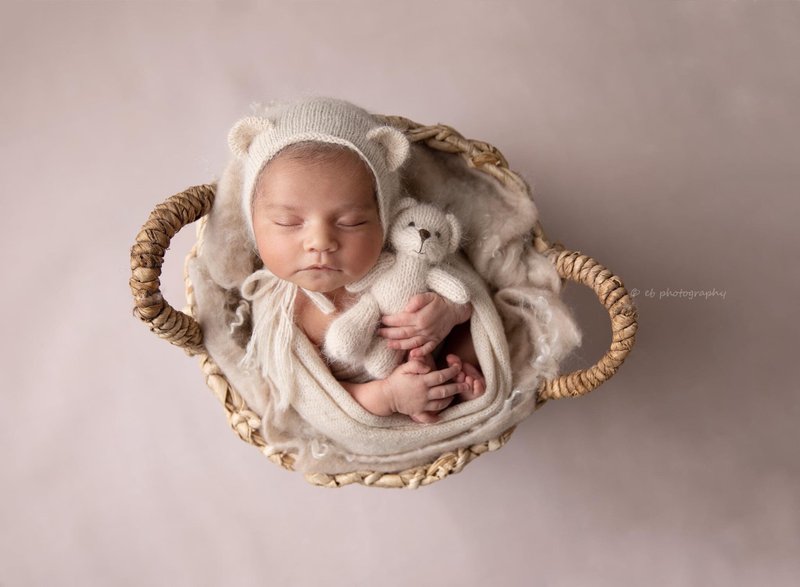 Newborn photo prop teddy bear set - 嬰兒手鍊/飾品 - 羊毛 