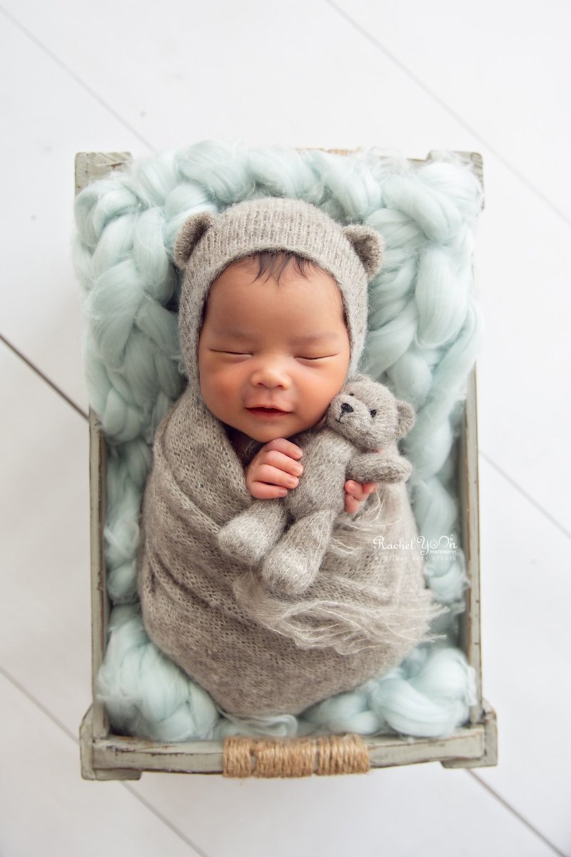 Newborn photo prop teddy bear set - เครื่องประดับ - ขนแกะ 