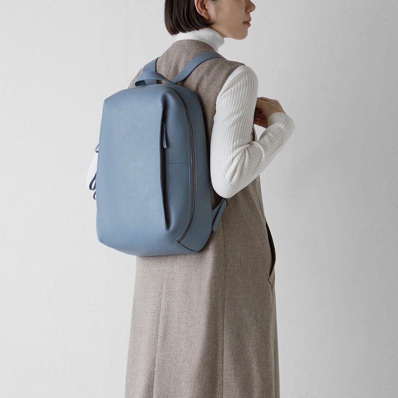 Kazematou Backpack L-Mist Gray Blue - Backpacks - Genuine Leather Blue