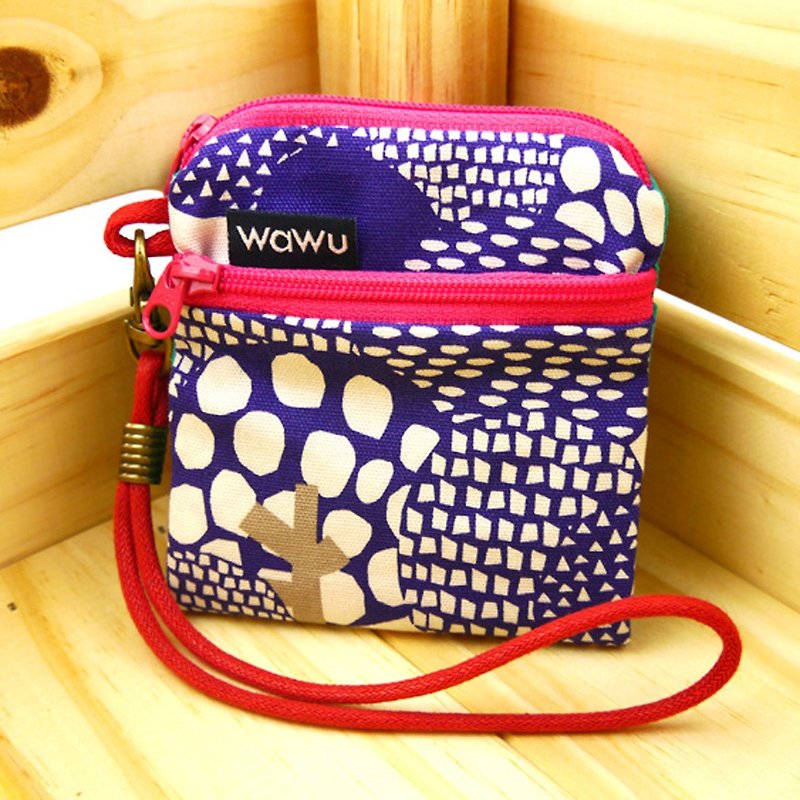 Sandwich wallet (Purple) Japan fabric - กระเป๋าใส่เหรียญ - ผ้าฝ้าย/ผ้าลินิน สีม่วง