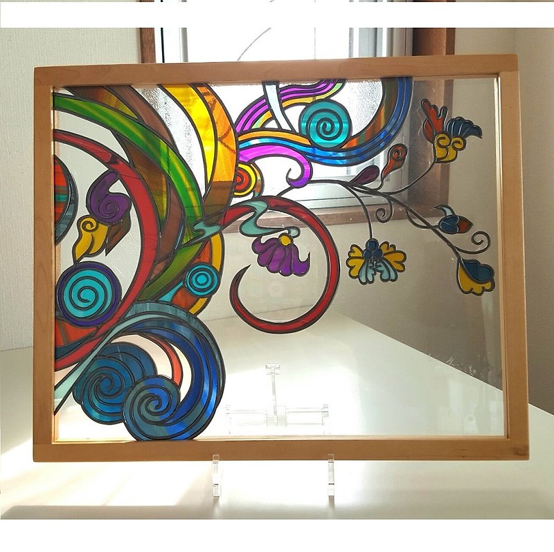 Glass art Japanese dyeing texture framing art Old to Modern - Picture Frames - Glass Multicolor