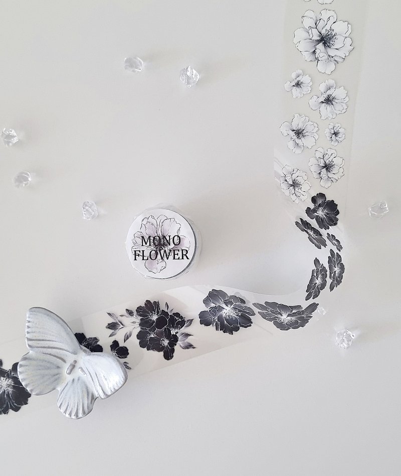 Mono Flower Masking Tape - 紙膠帶/和紙/PET - 其他材質 