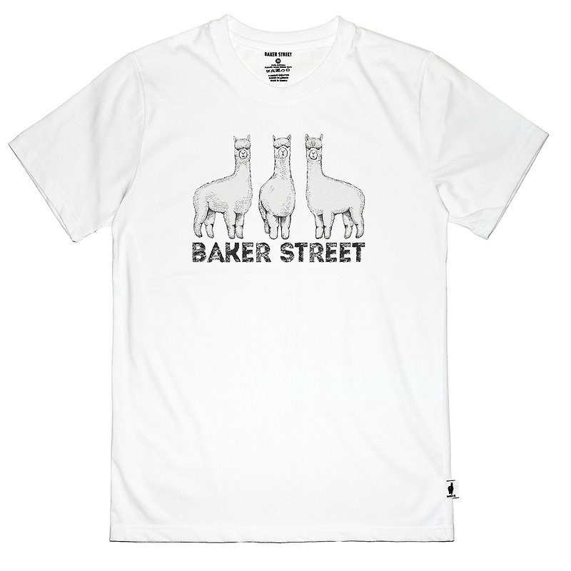 British Fashion Brand -Baker Street- Triplets Alpaca Printed T-shirt - Men's T-Shirts & Tops - Cotton & Hemp 